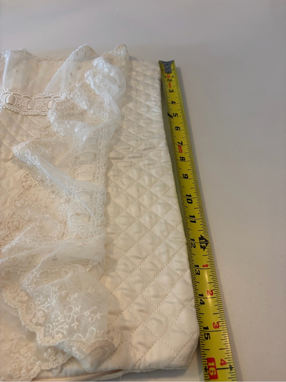 Handmade White Lace Quilted Throw Pillow Cover - purchased in Positano, Italy - Picture 3 of 3